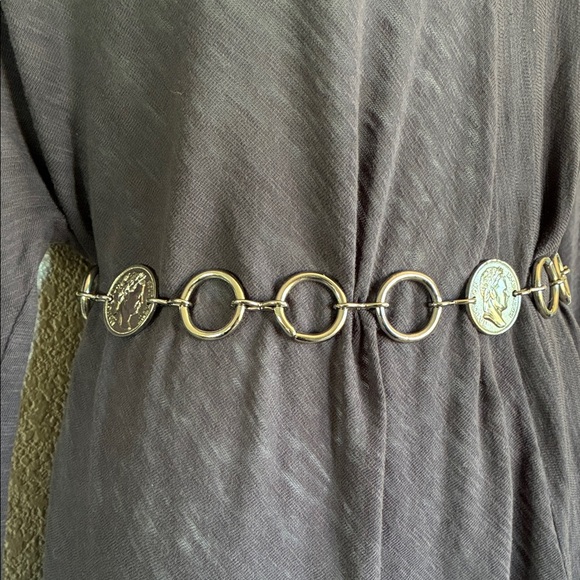 silver CONCHO BELT, coins with a woman\'s head in profile. VTG OSFM main image 6
